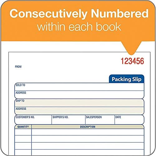 Adams Packing Slip Book, 3-Part, Carbonless, 5-9/16 x 7-5/16 Inches, 50 Sets per Pad (T5082),White/Canary/Pink