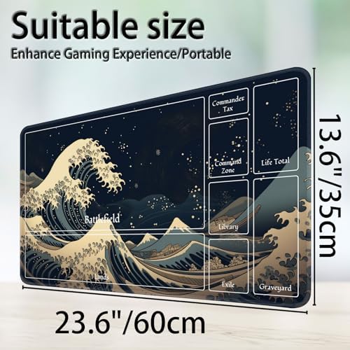 for MTG Game Playmat, for Magic TCG Rubber Play mat,Tabletop Card Playmats with Smooth Surface,Trading Card Inked Game Mat with New Zones,Battle Game,Retro Waves
