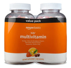 Amazon Basics Kids' Multivitamin Gummies, Cherry, Strawberry & Orange Flavors, 380 Count, 2 Packs of 190 (Previously Solimo)