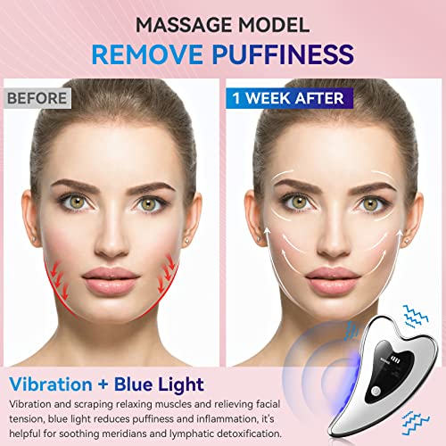 Electric Gua Sha Facial Tools - Face Sculpting Tool/Lift Device - Heated & Vibration & Red Light Massager, Anti-Aging & Wrinkles, Puffiness, Double Chin, Tension Relief