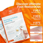 modelones 6 Pairs Hydrating Foot Mask for Dry Cracked Feet, Deep Moisturizing with Urea + Coconut Oil + Hyaluronic Acid+ Vitamin E, Foot Care for Women and Men, Soft Smooth Feet