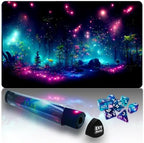 MTG Playmat TCG Playmat -Includes Storage Tube and 7 Dice-Experience Top-Tier Quality and Edge-Locking Waterproof and Non-Slip Mat! (playmat Without Zones, 1-Pretty Purple Fluorescence)