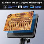 Andonstar AD210 10.1 Inch LCD Digital Microscope for Adults, Soldering Microscope for Electronics Repair, Coin Microscope Camera Full View for Error Coins with Light, Biological Slides Kit, 32G Card