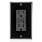Leviton GFCI Outlet, 15 Amp, Self Test, Non Tamper-Resistant with LED Indicator Light, Protection from Electric Shock and Electrocution, GFNT1-E, Black