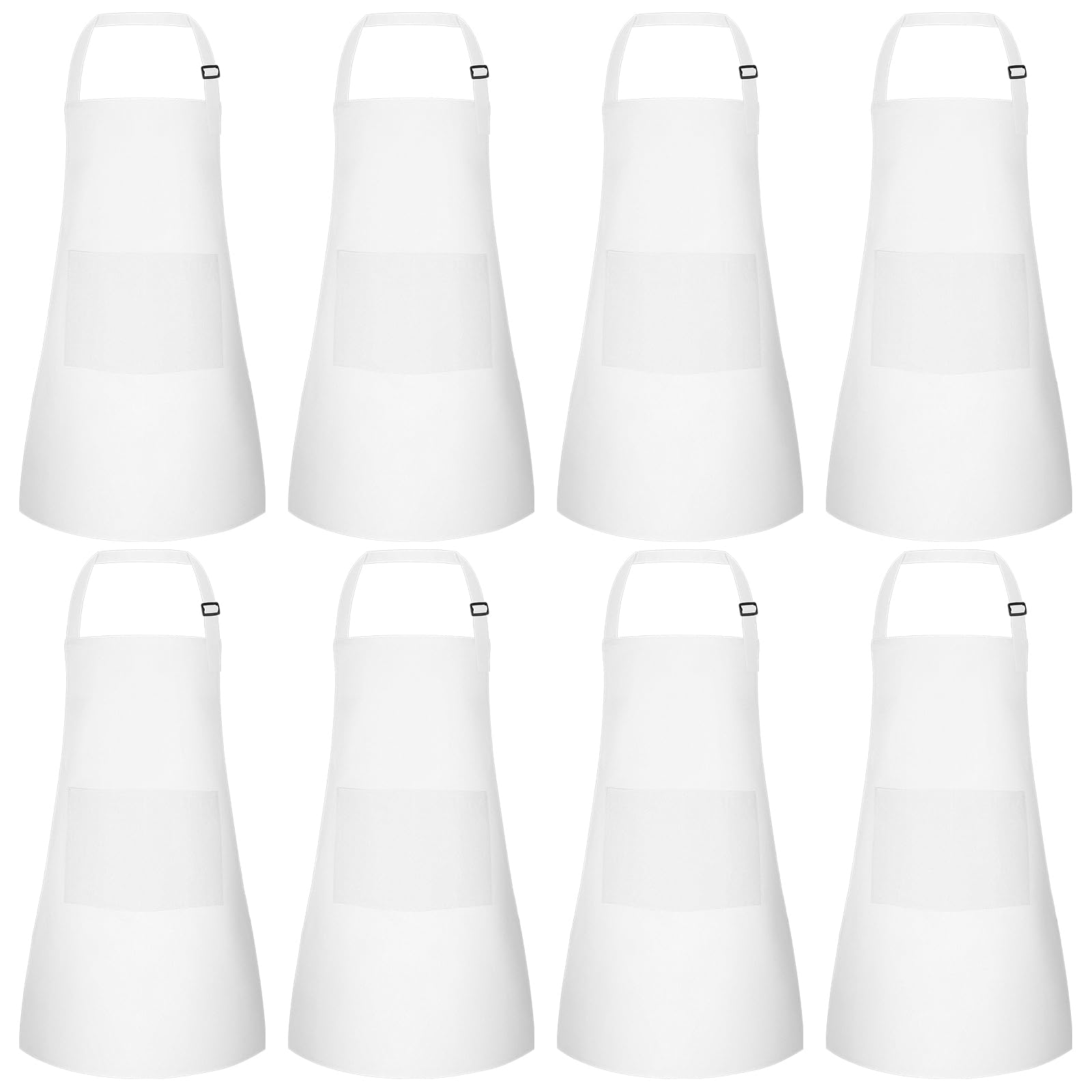 Morcheiong 8 Pack Adjustable Kids Apron Bulk with 2 Pockets Toddler Apron Kids Painting Aprons for Cooking Baking Painting Boys Girls (White)
