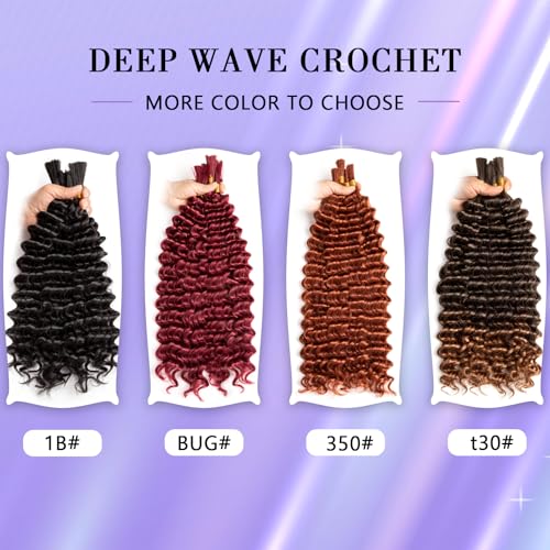 200g Curly Braiding Hair for Boho Braids 18 Inch Deep Wave Bulk No Weft Wet and Wavy Crochet Hair for Women Knotless Braiding Hair Extensions 4 Packs Natural Black