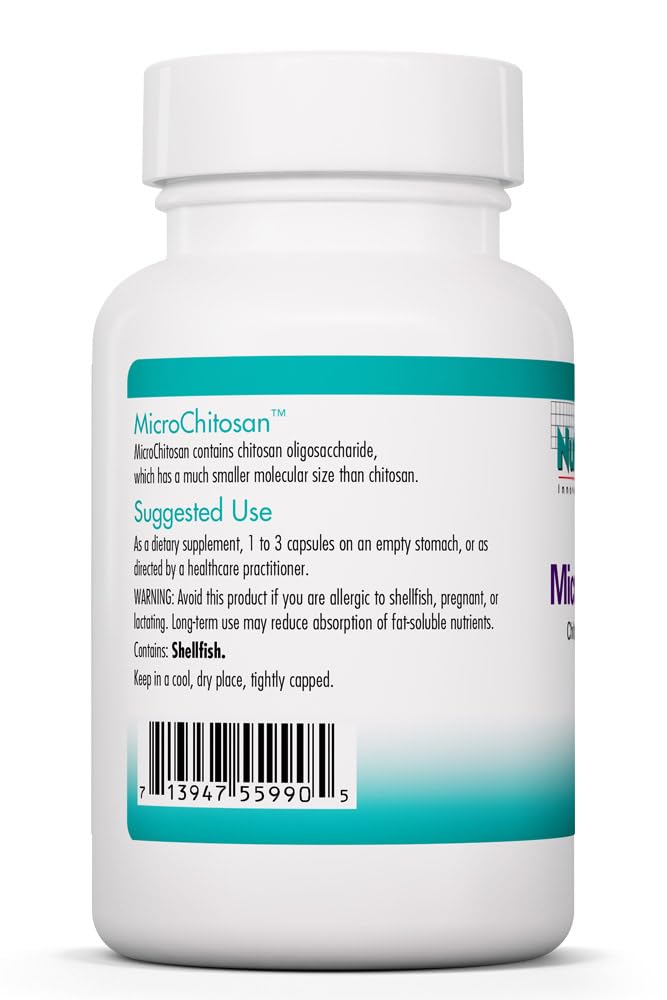 Nutricology MicroChitosan - Chitosan Oligosaccharide Supplement - Gut & Digestive Support - Antioxidant & Cleansing Support - Hypoallergenic - 20 Servings - 60 Vegicaps