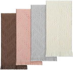 Boho Hand Towels Set of 4 Turkish Cotton 14 x 30 Inch Decorative Absorbent Face Head Towel for Bathroom Kitchen Decor Farmhouse Spa Gym Guest Gift(Beige, Gray, Curry, Pink)