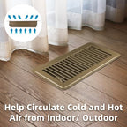 Floor Register 6 x 14 Inch 2 Pack, Floor Vent Covers for Home Floor, Sidewall, Premium Finish Register Vent Covers with Easy Adjust Air Supply Lever, Brown