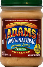 Adams 100% Natural Peanut Butter, Unsalted, Crunchy, 16 oz