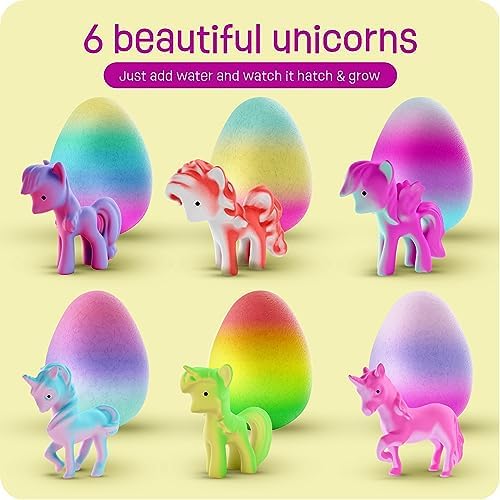 Dan&Darci Unicorn Hatching Surprise Eggs for Kids - 6 Pack - Grows 600% - Unicorn Toys for Girls Age 3-8 - Birthday Gift Ideas and Party Favors for 3+ Year Old Girl - Gifts for Ages 3 4 5 6 7 8 Years