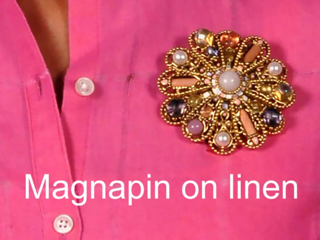 MagnaPin Magnetic Brooch Clasp – No-Pierce Pin Holder for Silk, Leather & Delicate Fabrics – Reusable Name Tag Fastener – Protects Garments from Pinholes