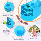 Bubble Machine, Automatic Bubble Blower for Kids, 18000+ Bubbles Per Minute with 2 Speed Settings, Battery/USB Powered Bubble Maker for Toddlers, Outdoor Birthday Parties, Weddings (Blue)