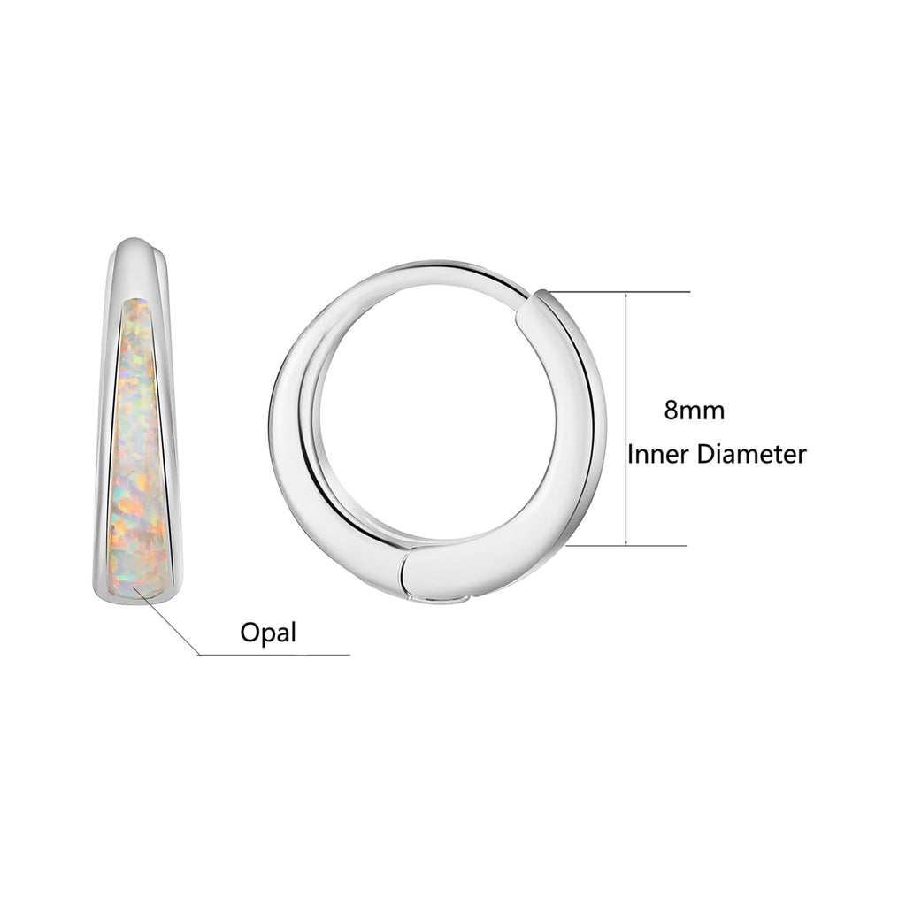 Silver Earrings for Women Trendy White Opal Huggie Earrings Small Silver Hoop Earring 14k Gold Plated Opal Jewelry Birthday Gifts for Women Mom Her