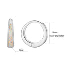 Silver Earrings for Women Trendy White Opal Huggie Earrings Small Silver Hoop Earring 14k Gold Plated Opal Jewelry Birthday Gifts for Women Mom Her