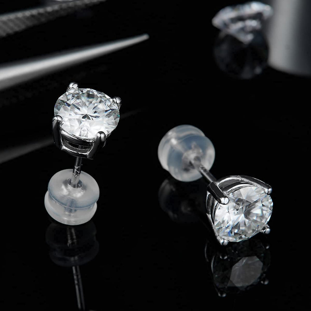 Moissanite Stud Earrings for Women,Sterling Silver 925 Earrings Jewelry Engagement Gifts for Women Men(6.5mm)