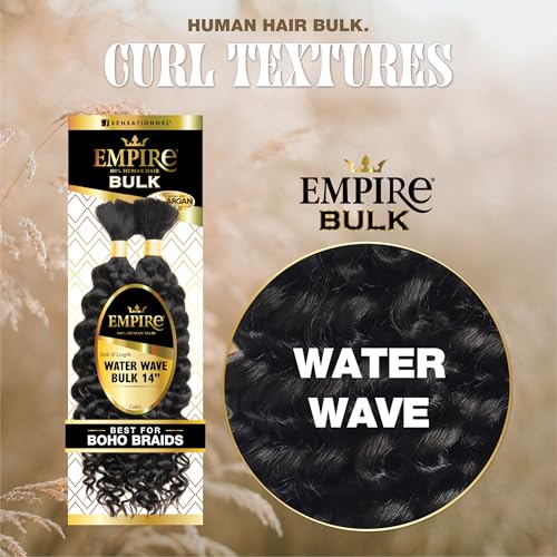Sensationnel Empire bulk braiding – water wave 14 inch human hair braids for knotless boho box or curly loose wave styles (613 BLONDE)