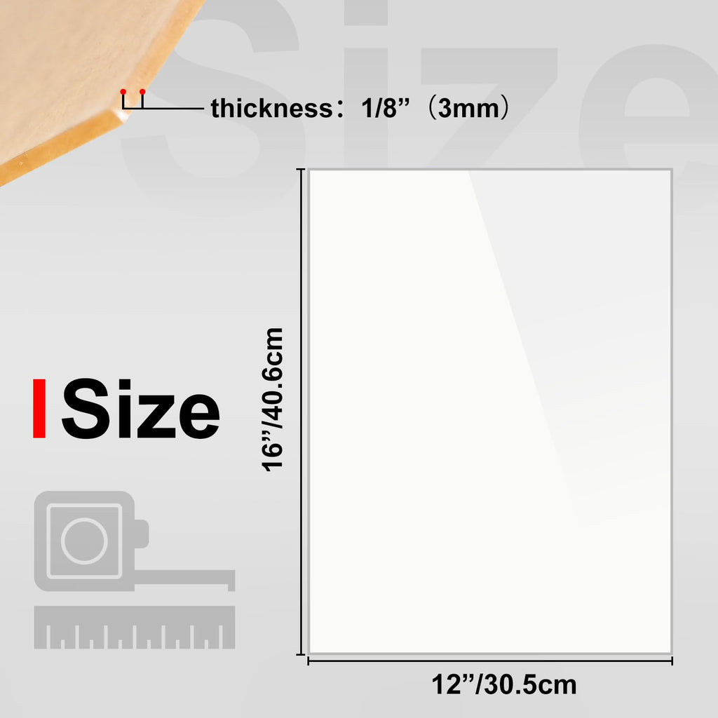 KINLINK 12x16 Plexiglass Sheets 1/8 inch Thick - 3mm White Cast Acrylic Sheet, Plastic Board Polycarbonate Sheet for DIY Project, Craft, Table Top, Acrylic Sign and Wedding Invitation 2 Pack