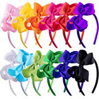 SIQUK 12 Pieces Headbands with Ribbon Bow for Girls, Hair Bow Boutique Grosgrain Headbands, 12 Colors