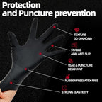 Jointown Basic Heavy Duty Nitrile Gloves, 8 Mil Black Mechanic Disposable Gloves Medium with Raised Diamond Texture, Latex Free, Powder Free Industrial Automotive Work Gloves Case of 1000