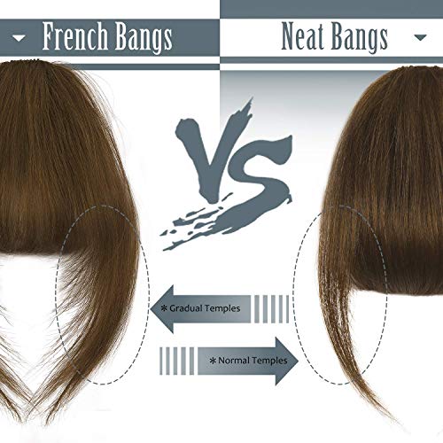 BARSDAR Human Hair Clip in Bangs - French Thick Human Hair Bangs Clip in Extensions for Women - Auburn Hair Bangs Clip on Fringe Real Human Hair Bangs Hairpieces Daily Dyeable - Medium Auburn