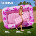 SLOOSH Inflatable Tanning Pool Lounger Float, 85" x 57" Extra Large Pool Floats Adult with Pillow, 4 in 1 Suntan Tub Raft Floatie,Sunbathing Bed Lounge Blow Up Ball Pit Party Gifts, XL-Hot Pink