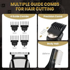 PRITECH Beard Trimmer for Men, 6 in 1 Beard Trimmer Kit, Electric Beard Trimmer with Hair, Precision, Body, Nose, Foil Razor, Grooming Kit Waterproof IPX6 (Silver)