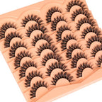 JIMIRE False Eyelashes 14 Pairs Cat Eye Lashes Wispy Fluffy D Curl Strip Natural Lashes Look Like Eyelash Extension 16MM Wispy Faux Mink Fake Lashes Pack