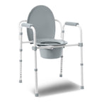 Dr. Dunley 3-in-1 Bedside Commode Chair with Elongated Seat – Steel Folding Frame, 7.5 QT Bucket, 350 lb Weight Capacity, Clip-On Toilet Seat, Bathroom Safety Aid for Seniors, Tool-Free Assembly