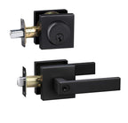 Front Door Lock Set Exterior Door Lock Set,Door Handle with Single Cylinder Deadbolt Lock,Keyed Alike Door Locks for Front Door(Matte Black,1Pack Set)