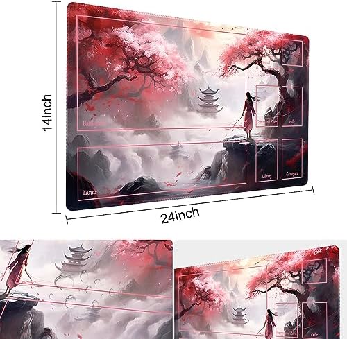 MTG Playmat Size 24x14in Free Storage Bags Non-Slip Backing, Ideal for Card Game Enthusiasts TCG Playmat (Sky Tower-Deck)