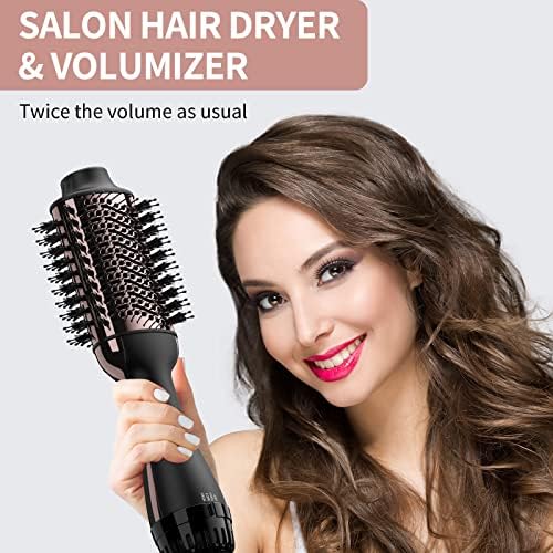 Hair Dryer Brush Blow Dryer Brush in One, Upgraded 4 in 1 Hair Dryer and Styler Volumizer with Negative Ion Anti-frizz Ceramic Titanium Barrel Hot Air Brush Hair Straightener Brush