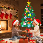 Felt Christmas Tree Set for Toddlers Kids with Led String Light，3.2ft Wall Hanging DIY Christmas Tree with Detachable Ornaments for Xmas Gifts Home Decoration