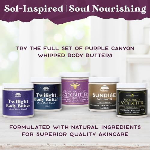 PURPLE CANYON Twilight Deep Sleep Whipped Body Butter 8oz | Lavender Chamomile Night Cream with Magnesium & Melatonin | Hydrating Body Lotion for Skin Care