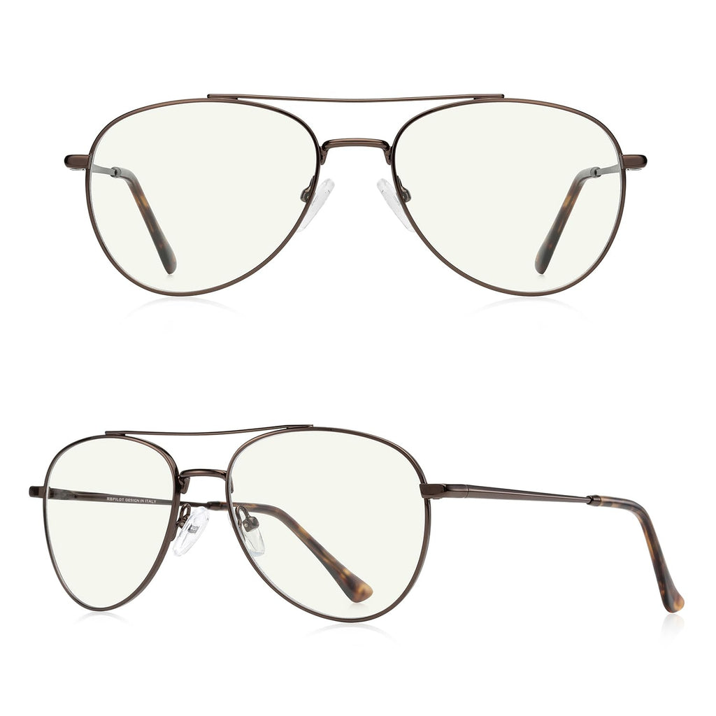 RB.Pilot Blue Light Aviator Reading Glasses for men Women Metal Frame Spring Temple