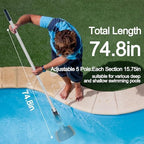 Handheld Rechargable Portable Pool Vacumm, Cordless Spa Cleaner -1h Run Time,High Capacity, Strong Suction,Angle Vac Head, Aluminum Pole,3 Fine Mesh Filter for Hot Tub, Above Ground & Inground Pool