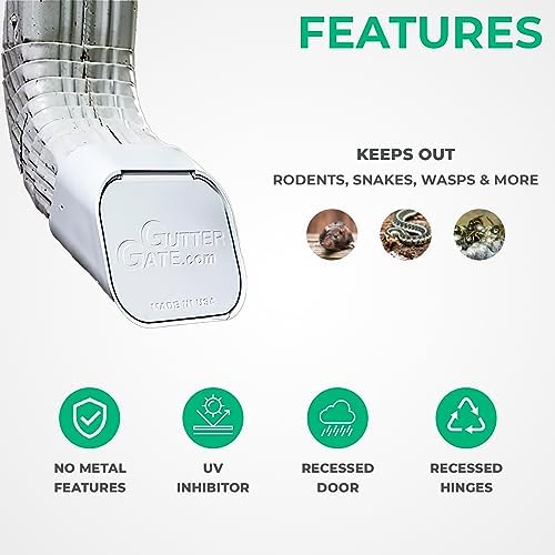 The Original GutterGate 2"x3" for Type-A Downspouts (White) (Made in The USA)
