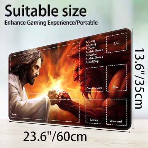 for MTG Game Playmat, for Magic TCG Rubber Play mat,Tabletop Card Playmats with Smooth Surface,Trading Card Inked Game Mat with Zones,Battle Game,God Battles