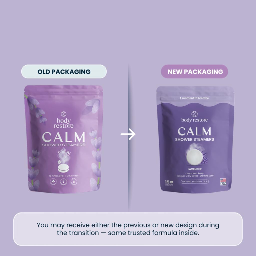 BodyRestore Shower Steamers Aromatherapy, Self Care Gifts, Calm 15 Pack