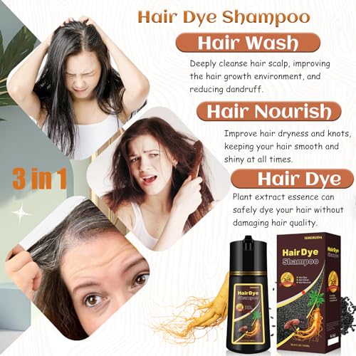 Dark Wine Red Hair Dye Shampoo 3 in 1, Hair Color Shampoo Burgundy for Men & Women Hair Colors in Minutes, Long-Lasting Hair Dye Shampoo Hair Color Shampoo for Men Women (Dark wine red)