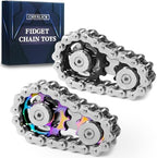 Fidget Spinners Toys for Adults Metal Figette Bike Chain Pain Stim Fidgets Toy for Teens ADHD Cool Gadgets Desk Offices Gift Anxiety Relief Items Stress Tool Sensory Spiky Toy for Autism - Color+Black