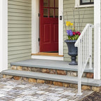 Outvita Handrails for Outdoor Steps, Wrought Iron Handrail Fits 2 or 3 Steps, Transitional Handrail with Installation Kit, Stair Railing for Concrete Steps or Wooden Stairs(White)