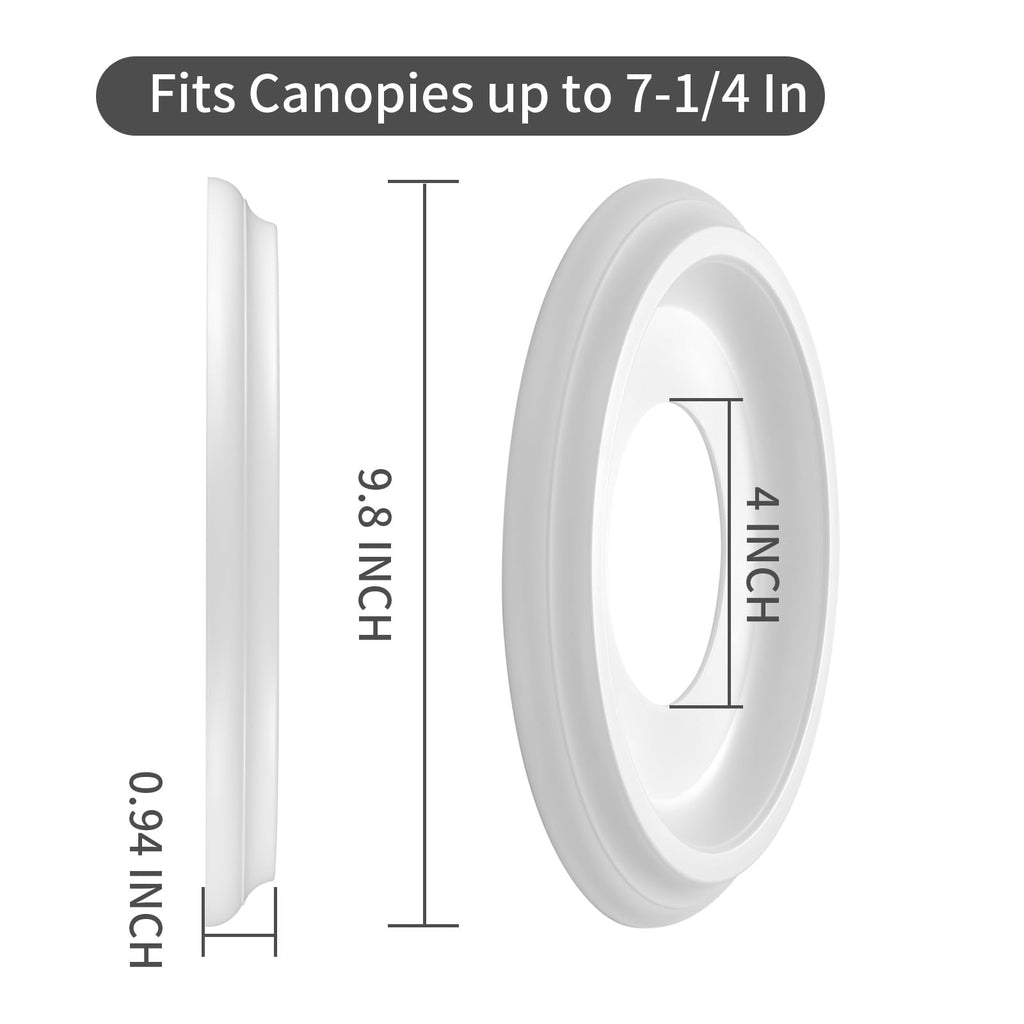 2Packs Molded Nylon Ceiling Medallion for Light Fixtures and Ceiling Fans, 9.8"OD x 4"ID x 0.94"P (Fits Canopies up to7-1/4")（White）