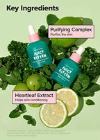 I DEW CARE Korean Heartleaf Serum for blemish prone skin- Juicy Kitten | Green Juice for Face, Glass Skin with Niacinamide, Kale, Moringa Seed, Willow Bark Extarct, 1.01 FL Oz