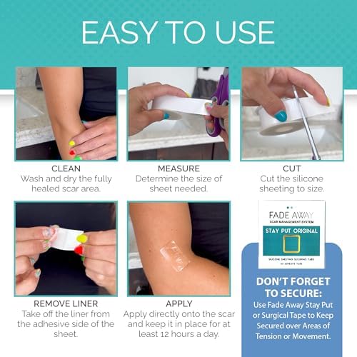 Fade Away Scars - Original Silicone Scar Sheeting Roll- Custom Size Medical Grade- Effective Silicone Scar Sheets, Strips and Patches for Scars, Surgical Scar Tape, Silicone Scar Sheets.