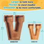 Summidate Customized Name Extra Large Wooden Piggy Bank for Kids Boys Girls Alphabets Letter A-Z Coins Bills Money Change Saving Box Clear Cover (Laser Engraved) Educational Toys 12"- Letter V