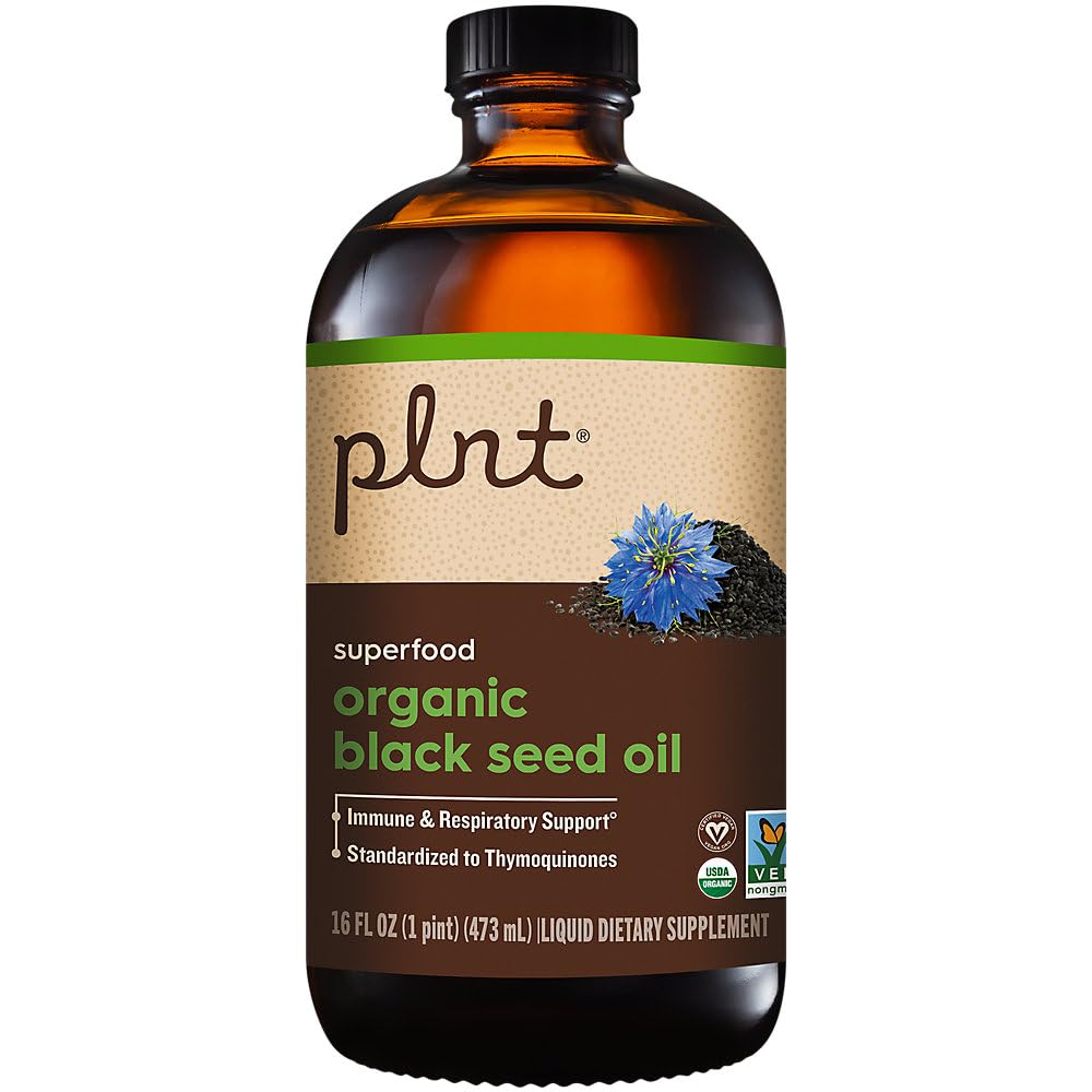plnt Organic Black Seed Oil a Superfood for Immune & Respiratory Support a Cold-Pressed (16 fl. oz.)