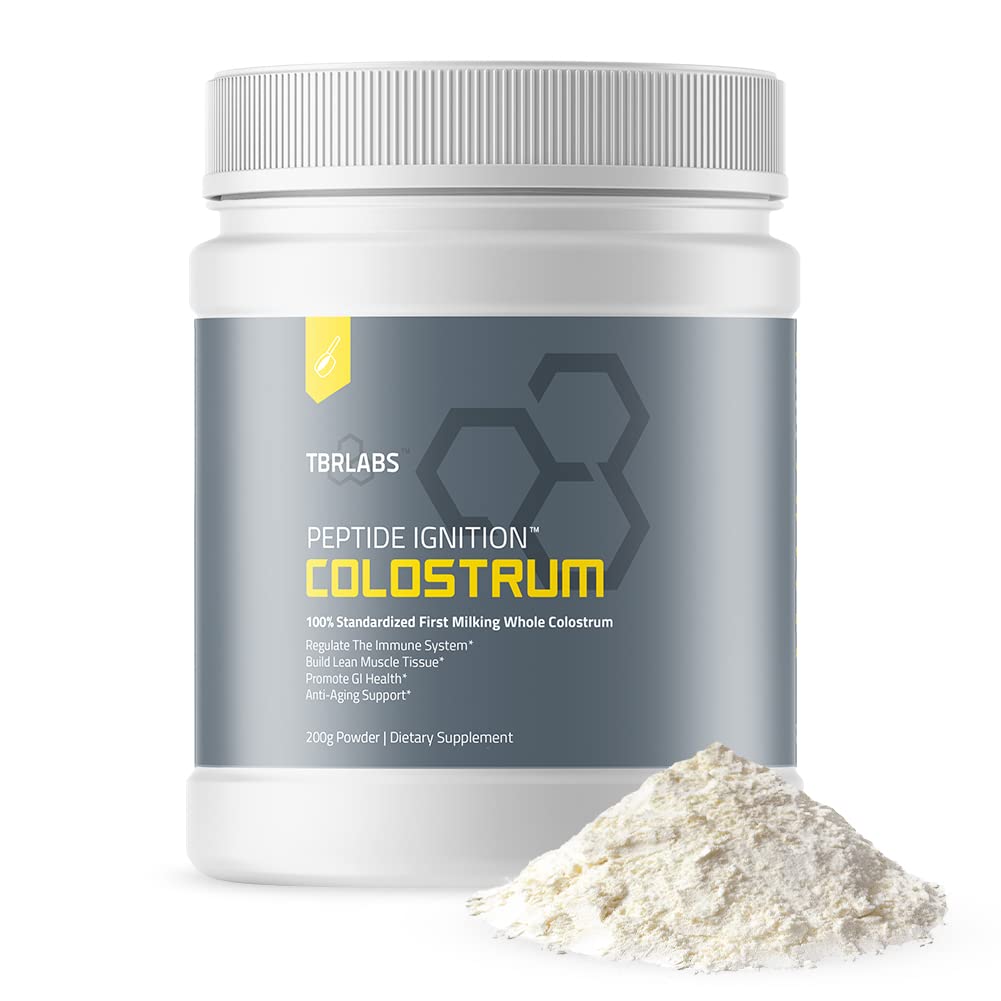 TBR Labs Colostrum Powder, Grass Fed, Gut Health, Bloating, Immunity, Skin & Hair, Contains 400+ Bioactive Nutrients, Potent Bioavailable, Keto, 100% First Milking – 200g (132 Servings)