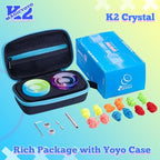 MAGICYOYO Gift Pack of 2 Yoyos K2, Responsive Yoyo for Kids Beginners, Dual Purpose Plastic Yoyo with Extra Unresponsive Yo Yo Bearing+ Removal Tool + 12 Yoyo Strings+ Yo-yo Case(Crystal Gradient)