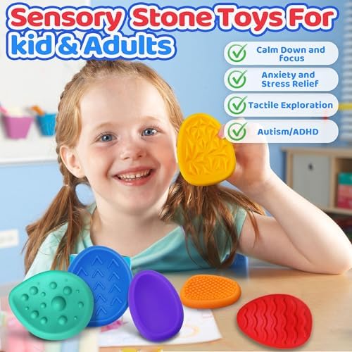 Sensory Fidget Toys for Kids Adults 24 PC Silicone Worry Stone Travel Toy for Autism ADHD Teens Calm Down Quiet Anxiety Fidgets for Classroom Stress Toy Christmas Stocking Stuffer Gift for Kid (24PC)